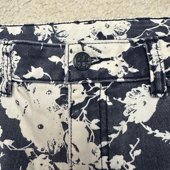 Tory Burch Floral Alexa Cropped Skinny Jeans Size 28 Faded Washed Blue Low Rise - Picture 4 of 10